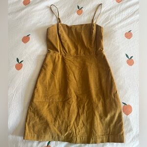 Aritzia Wilfred golden corduroy mini dress